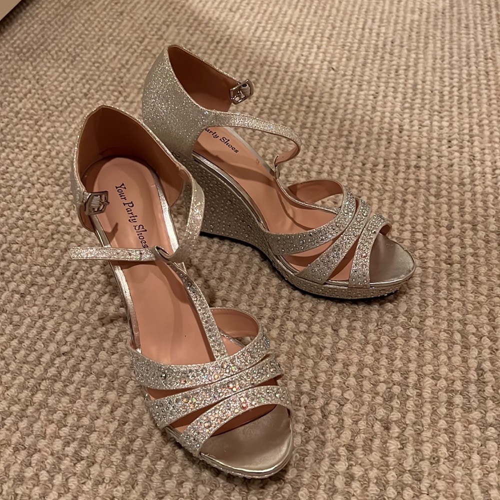 Silver Rhinestone Wedges
